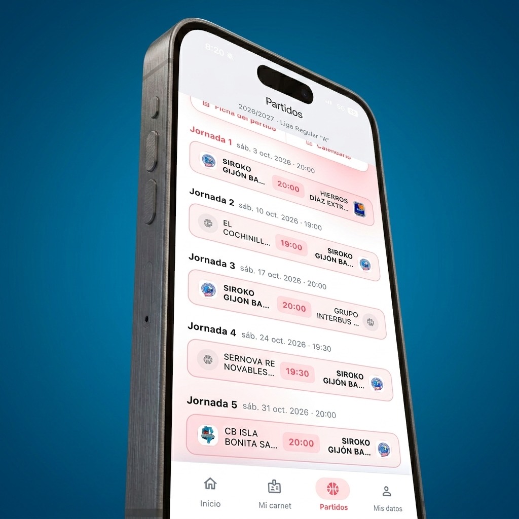 Especialistas en Aplicaciones Móviles para Clubs Deportivos- APP Gijon Basket - partidos